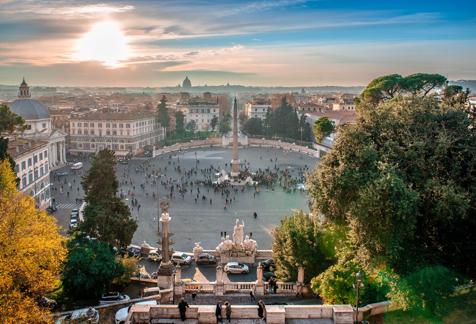 Panorama Roma dalla terrazza del Pincio Villa Borghese