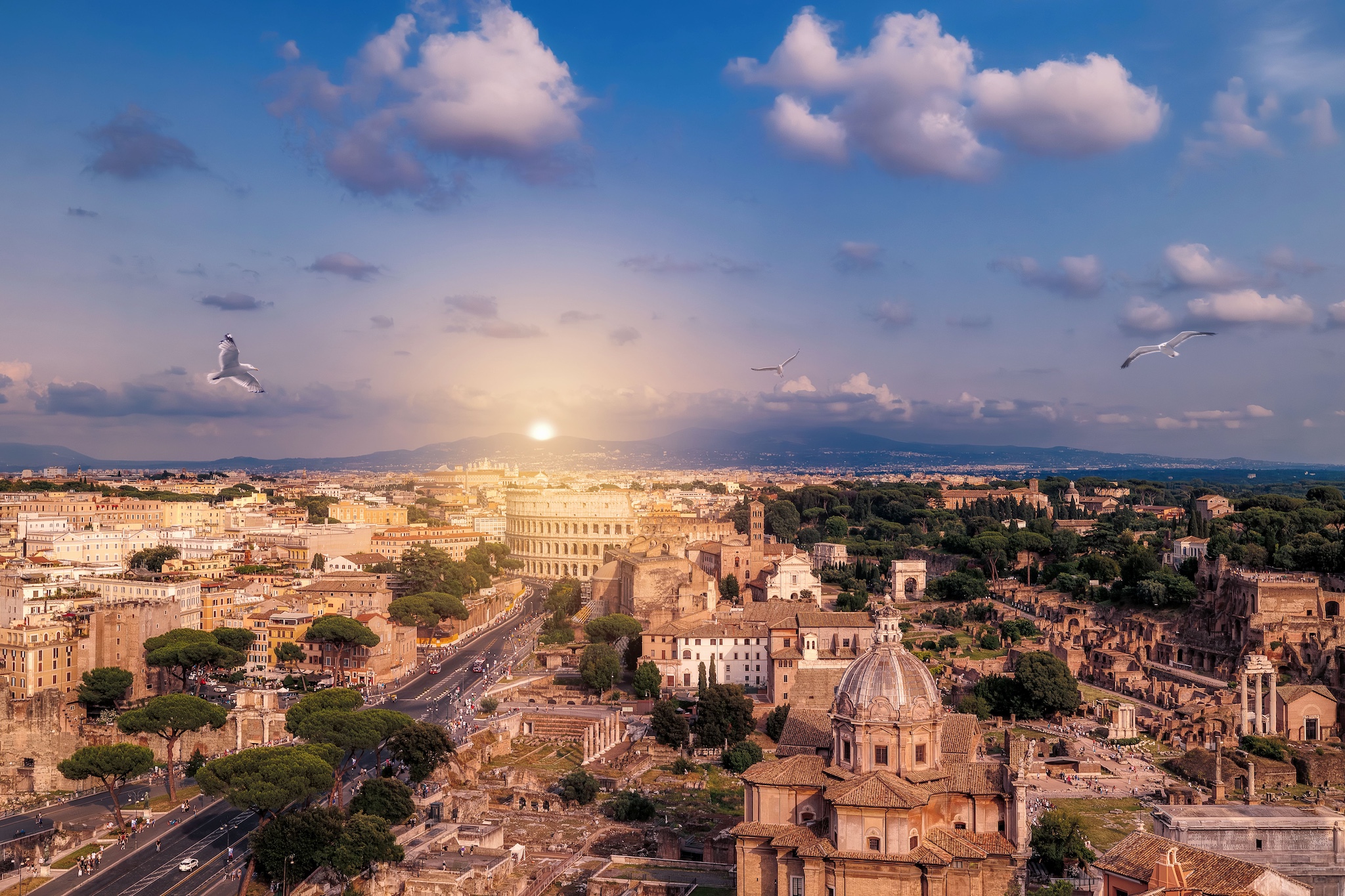 Panoramablick Vittoriano Terrasse Rom Aussicht Kolosseum