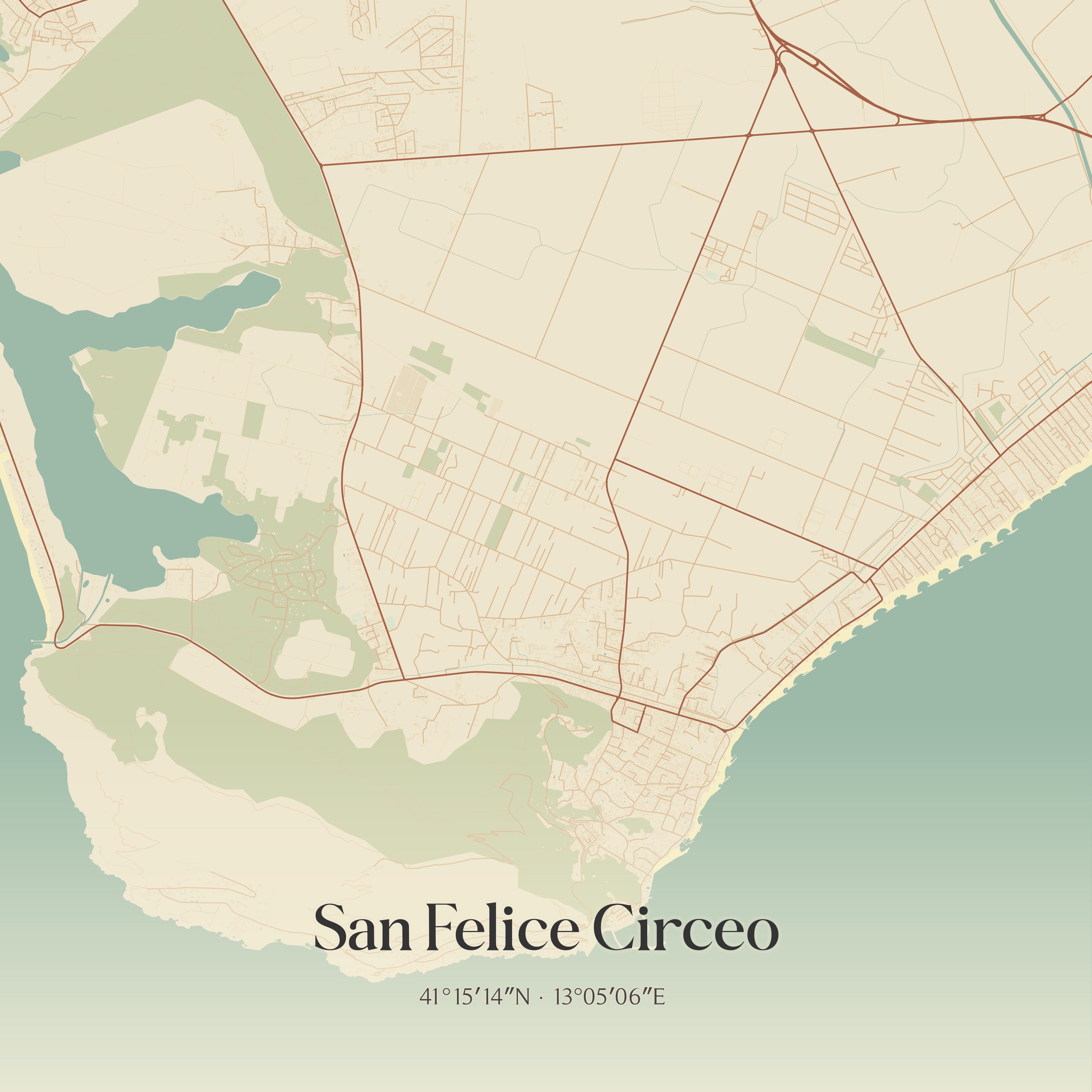 Mappa turistica del Parco del Circeo con itinerari