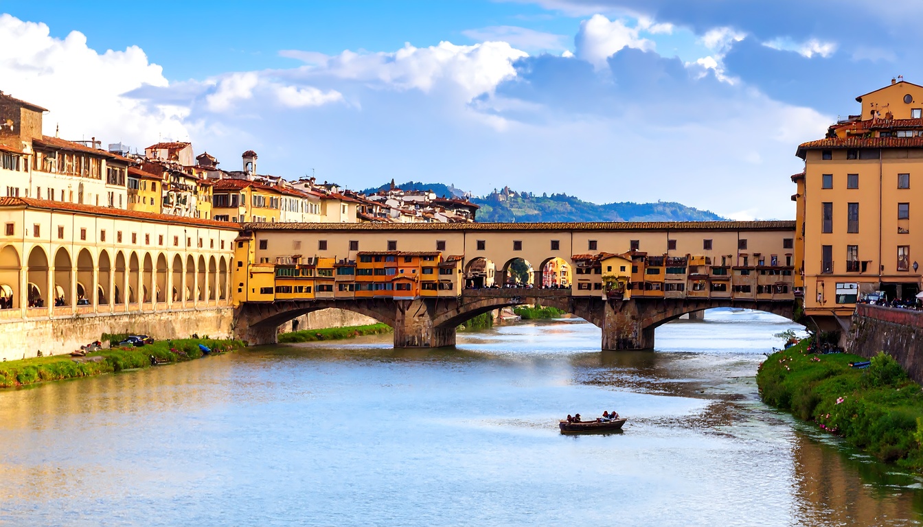 Gondelfahrt auf dem Arno bei Sonnenuntergang