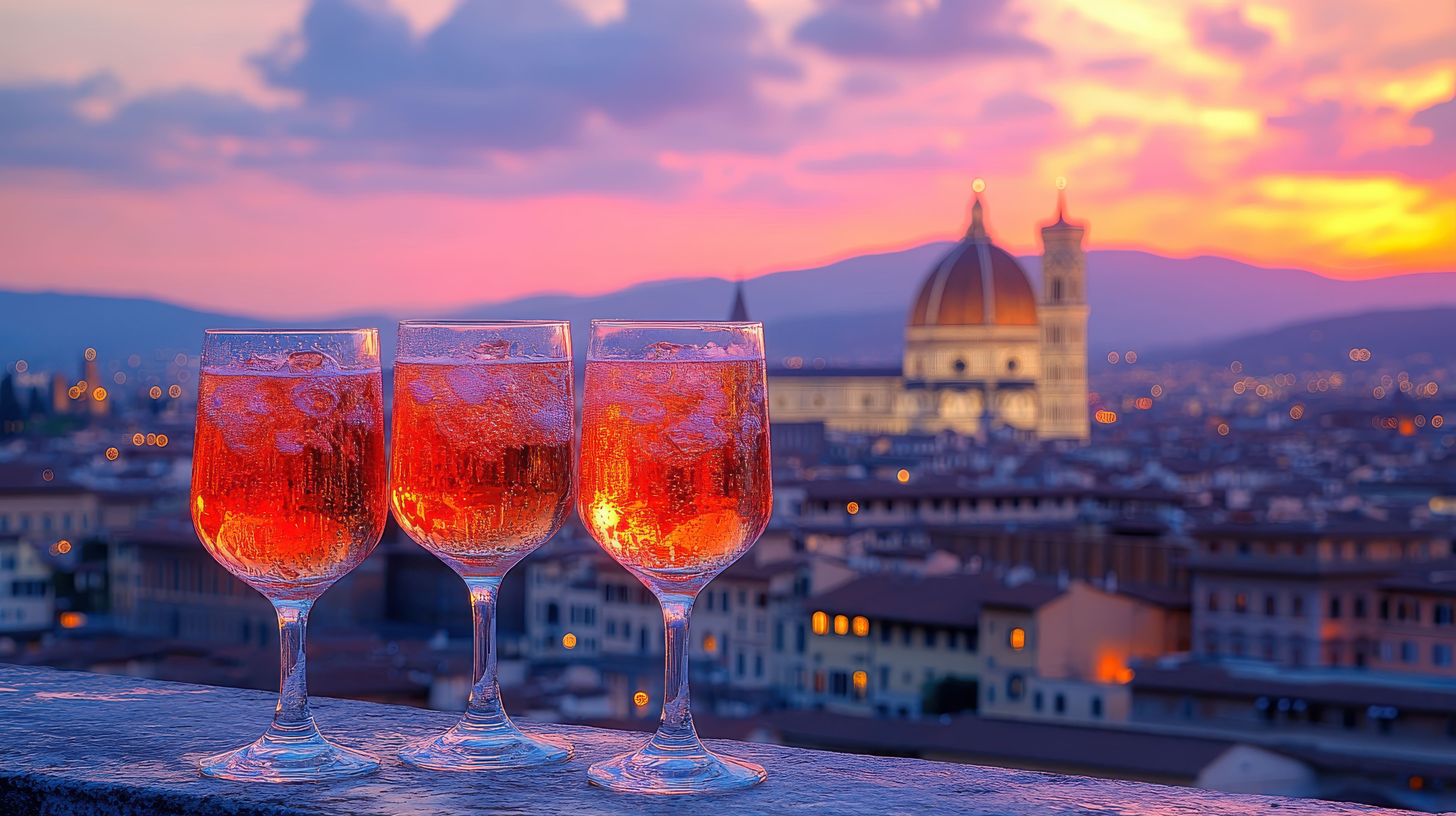 Rooftop-Bar in Florenz mit Blick auf den Dom und die Stadt