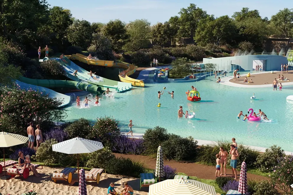 Wasserpark mit Rutschen und Lagunen im Camping Village
