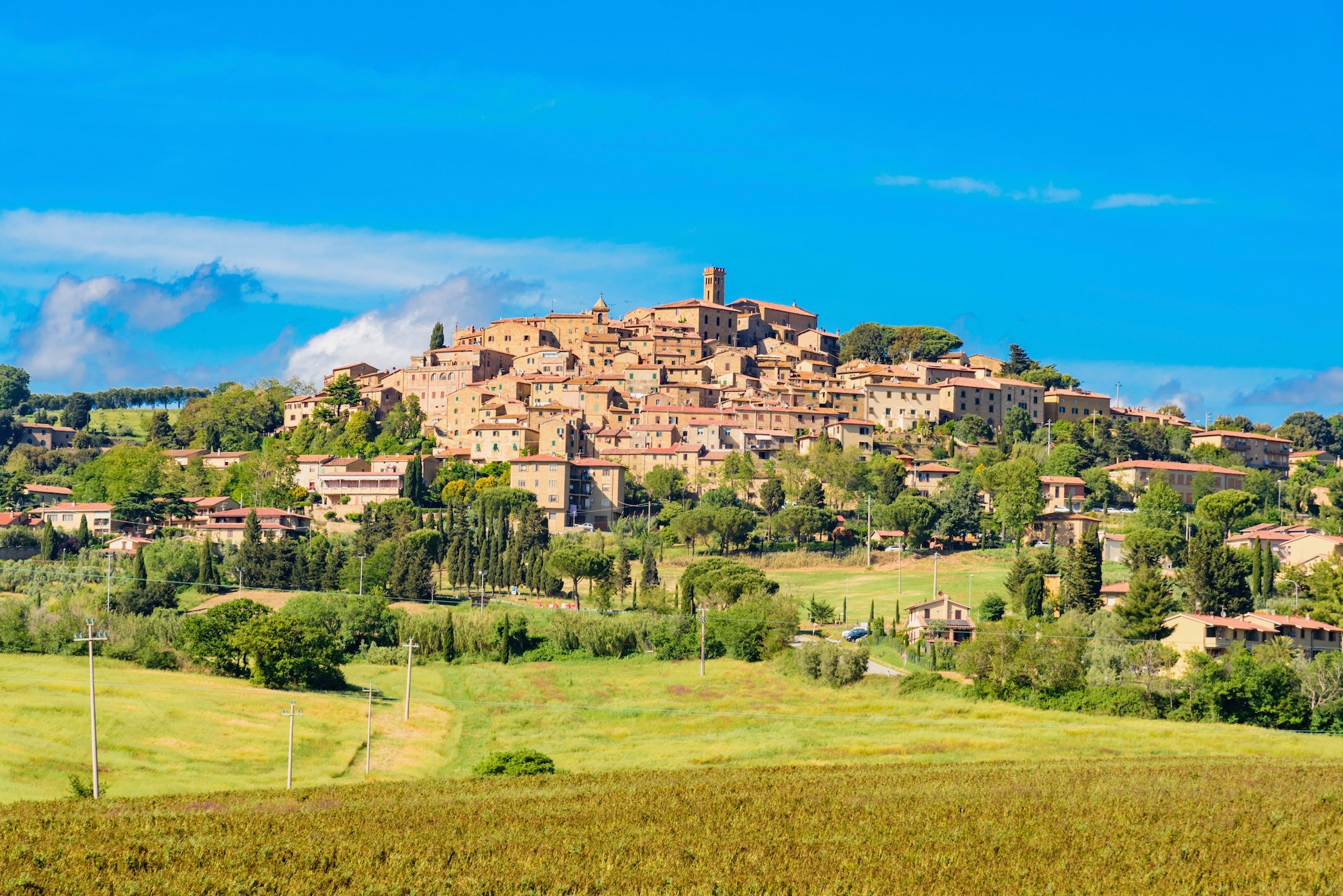 Il borgo storico di Castagneto Carducci con il Castello visibile sullo sfondo