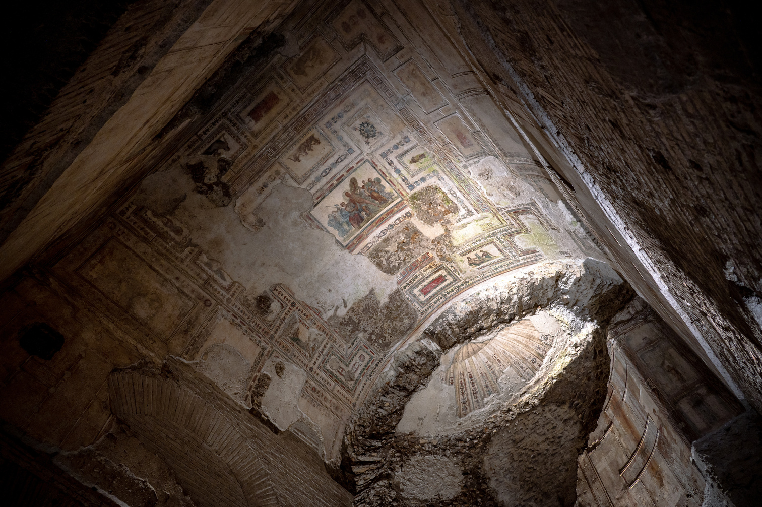 Antike Fresken Domus Aurea Rom Detailaufnahme